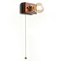 Lampe murale rétro en bois de noyer brut avec interrupteur et cordon, pour entrée, couloir, décoration créative, chevet, chambre à coucher