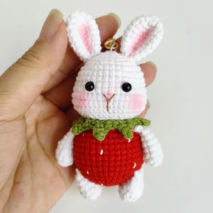 New <strong>Handmade</strong> <strong>Crochet</strong> Strawberry Carrot Bunny Plush Keychain Cute Rabbit Phone Charm <strong>Knitted</strong> Toy Gift - Product Image 4