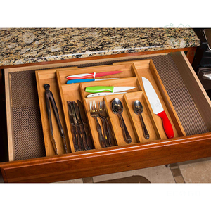Organizador de cajón de utilidad expandible de bambú, utensilio de buen aspecto, cubiertos para cocina casera - Product Image 6