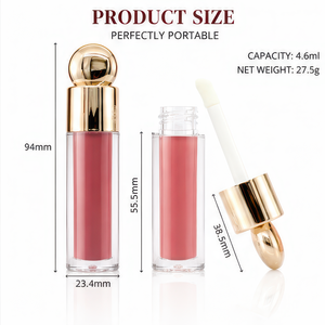 Gloss à lèvres scintillant longue tenue naturel avec couleurs or et argent, en forme de gâteau semi-circulaire pour maquillage de fête, marque privée - Product Image 6