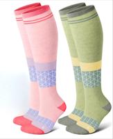 Chaussettes de compression personnalisées avec logo, 15-20 mmHg, épaisses, en coton doux, respirantes, confort toute la journée, pour infirmières, voyages, chaussettes de compression longues