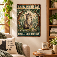 Décoration murale personnalisée pour chat, style Art Déco, affiche métallique suspendue, thème animal, 12x8 pouces, plaques en étain