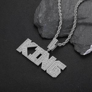 Colgante de Cobre Personalizado de Alta Calidad con Diamantes de Imitación, Diseño de Letra Inicial con Circonitas Cúbicas Baguette, Estilo Hip Hop Unisex - Product Image 5