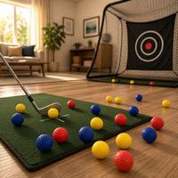 Balles de golf d'entraînement en mousse PU souple en gros, 42 mm, avec fossettes réelles, pour entraînement en intérieur et en extérieur sur filet
