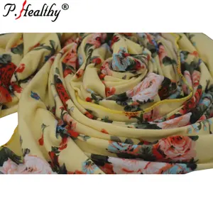 Lenço de camisa flexível com estampa floral, popular, estilo, lenço hijab para mulheres, lenço de qualidade