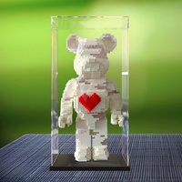 Modèle d'ours violent moderne en acrylique transparent personnalisable pour l'affichage et le stockage, boîte pour ours en blocs de construction