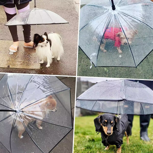 Parapluie inversé transparent manuel pour animaux de compagnie, protection contre la pluie, dôme transparent avec crochet de suspension pour la promenade - Product Image 2