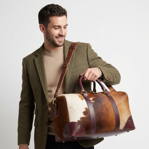 Men's Cowhide Leather Duffle Bag Rectangular Handle Shoulder Strap Travel 20-36L Durable - Product Image 1