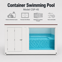Piscine en conteneur maritime de 20 pieds de qualité supérieure, personnalisée, avec système de filtration intégré, fenêtre en verre et système de chauffage