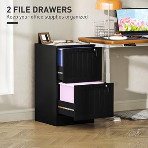 Armoire à dossiers verticale noire SENYU avec 2 tiroirs verrouillables pour usage de bureau - Product Image 5