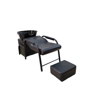 Sillón de Peluquería con Lavabo Integrado, Tapizado en Cuero PVC, Estilo Moderno para Salón de Belleza - Product Image 1