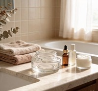 Flacon compte-gouttes en verre de 30 ml, forme ronde, luxe, pour crème pour les yeux et diffuseur de parfum, emballage cosmétique