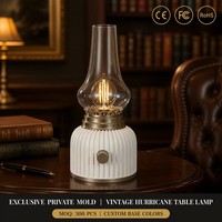 Lampe de table vintage Hurricane à filament LED dimmable, en verre rétro, personnalisable, pour la décoration intérieure et les hôtels