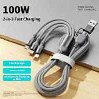 Kabel Charger HP Nylon Braided 2 in 3 100W Grosir, Usbc Usb Type c Type-c ke Pd