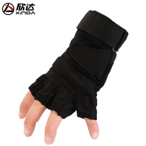 Xinda Outdoor <b>Half</b> Finger Gloves Leather Anti <b>Slip</b> For Climbing Cycling Tactical Use Unisex MLXL - Product Image 3