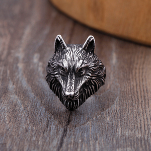 Fabrik Großhandel Cool Herren 18 Karat vergoldet Edelstahl Wikinger <span class=keywords><strong>Wolf</strong></span> Kopf Fingerring für Männer HipHop Retro Tiers chmuck - Product Image 3