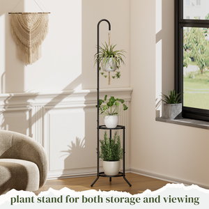 Support de plantes suspendu à 2 niveaux <span class=keywords><strong>en</strong></span> acier, étagère de jardin écologique, porte-<span class=keywords><strong>pot</strong></span> de fleurs pour la maison, le jardin, la chambre, le balcon, le salon - Product Image 6