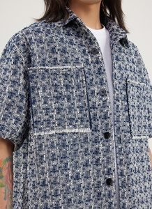 <span class=keywords><strong>Camicia</strong></span> Casual Estiva da Uomo a <span class=keywords><strong>Maniche</strong></span> <span class=keywords><strong>Corte</strong></span> con Patch di Nappe e Motivo a <span class=keywords><strong>Quadri</strong></span> Intrecciato, Traspirante, Stile American High Street, Vestibilità Ampia, per Adolescenti - Product Image 5