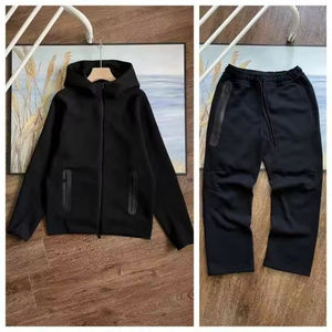 Nouvel ensemble de survêtement NOC pour homme en molleton technique avec fermeture éclair, sweat à capuche et pantalon, idéal pour la gym et l'entraînement. - Product Image 1