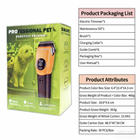 Tondeuse à poils pour animaux de compagnie professionnelle, rechargeable par USB, avec écran intelligent, kit de toilettage pour chats et chiens, lames en céramique à faible bruit, batterie 2000 mAh