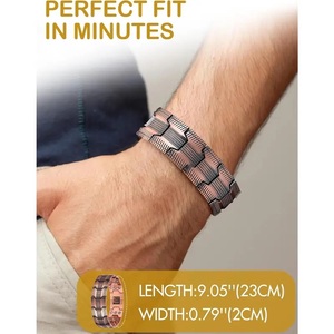 Bracciale di rame per gli uomini 3X Ultra forza <span class=keywords><strong>bracciali</strong></span> magnetici 99.99% rame puro <span class=keywords><strong>con</strong></span> 3500 Gauss magneti al neodimio regolabile - Product Image 4