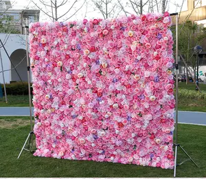 SEISON rosa Rosen Paneel künstliche Blume Wand 3D Hochzeit Kulisse anpassbare Seidenblumen Wand