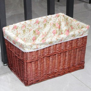 Panier à linge rectangulaire en osier tressé Yuecheng avec doublure florale - Product Image 1
