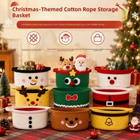 Panier de rangement tissé de Noël MIXWARES en corde de coton avec poignée pour la décoration de cadeaux et l'organisation de la maison