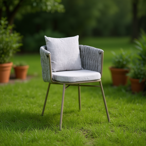 Sedia da Giardino Homeera con Telaio in Ferro e Tessuto Bianco, Stile Contemporaneo, Arredo Confortevole per Esterni - Product Image 2