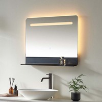 Meuble-lavabo de salle de bain moderne de luxe LED avec cadre rectangulaire en acier inoxydable et étagères IP44