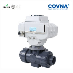 Válvula de bola eléctrica COVNA de 220 V con puerto en T de 3 vías, DN50 (2 pulgadas), de UPVC, con doble unión de PVC, para pedidos urgentes con plazo de 90 días - Product Image 5