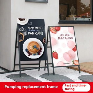 Rak <span class=keywords><strong>Display</strong></span> Tipe-A Ramah Lingkungan Tahan Angin untuk Luar Ruangan, Penyangga Papan Iklan Vertikal dari Besi, Penyangga Papan KT Berdiri di Lantai - Product Image 2