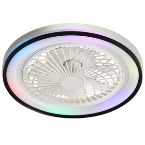 Ventilateur de plafond LED Kebaishi 19 pouces avec éclairage RGB à changement de couleur, commande par application, design à pales fixes pour la maison, la chambre et le salon - Product Image 1