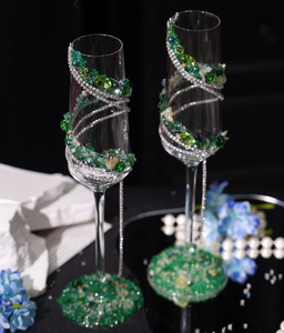 <span class=keywords><strong>Verre</strong></span> <span class=keywords><strong>à</strong></span> <span class=keywords><strong>vin</strong></span> classique transparent réutilisable léger 180 ml sans plomb bleu effet diamant broyé pour mariage, bricolage, fait main, cadeau de fiançailles - Product Image 4