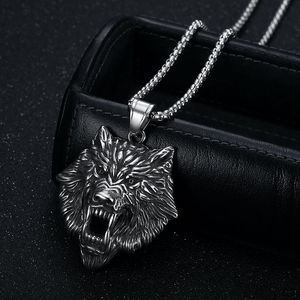 Collier avec pendentif tête de loup en acier inoxydable, bijoux unisexes, cadeau du zodiaque animal - Product Image 1