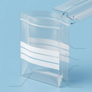Robuste 0,5mm LDPE Transparente Plastik-Reißverschlusstasche mit Weißen Beschriftungsfeldern und Wiederverschließbarem Verschluss für Lebensmittelaufbewahrung - Product Image 5