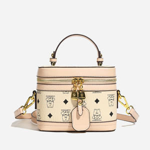 Sac à main fourre-tout décontracté durable, motif géométrique imprimé, fermeture éclair, sac portable en forme de boîte, doublure en polyester PU, bandoulière pour femme - Product Image 6