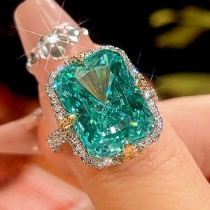 Wholesale Fashion Eco-friendly Copper 12*16/10*12mm Green Cubic Zirconia Necklace <b>Earrings</b> Ring Jewelry <b>Sets</b> for Wedding - Product Image 5