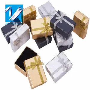 Cardboard Paper Jewelry Boxes Gift Cases with Ribbon Bow for Earring Jewelry Rings Pendant Necklaces Bracelet Packaging Box