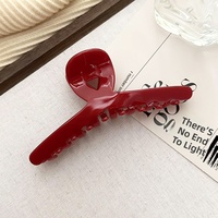 Pince à cheveux pour filles en acétate véritable, style Maillard, motif requin chic, sensation premium, grand accessoire capillaire, rouge, cadeau