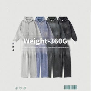 Ensemble veste cardigan thermique 360G tendance pour homme W2427 XIYU, sweat à capuche doublé polaire, pantalon décontracté droit, hiver - Product Image 2