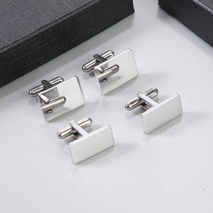 Boutons de manchette rectangulaires en alliage de haute qualité OEM de 20 mm avec logo personnalisé pour hommes, boutons de manchette plaqués - Product Image 1