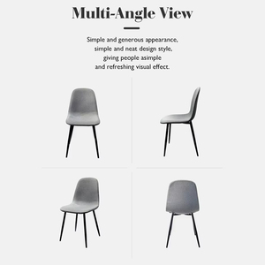 Chaise de <span class=keywords><strong>salle</strong></span> à manger populaire avec assise en tissu et pieds en métal noir thermolaqué, style Europe du <span class=keywords><strong>Nord</strong></span> - Product Image 4