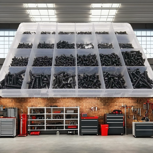 Lot de 700/2010 vis autotaraudeuses à tête cruciforme ronde M1-M4 en acier noir, norme JIS, pour bois, fabriquées en Chine continentale - Product Image 2