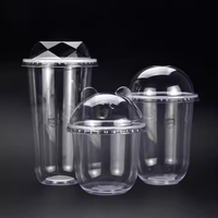 Tapas de Plástico PET con Forma de Oreja de Oso de Grado Alimenticio RTS de 89/90/93/98 mm, Tapas Desechables para Vasos de Smoothie Boba de 12 oz, Tapas para Botellas Ecológicas