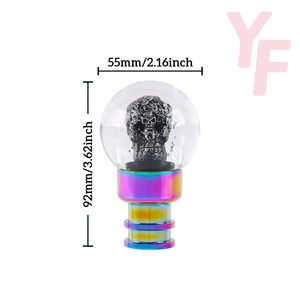 <span class=keywords><strong>Pommeau</strong></span> <span class=keywords><strong>de</strong></span> levier <span class=keywords><strong>de</strong></span> <span class=keywords><strong>vitesse</strong></span> pour transmission manuelle Crâne <span class=keywords><strong>de</strong></span> cristal Vert métallique Comprend 3 adaptateurs avec design élégant - Product Image 3