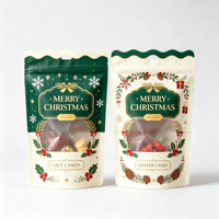 Sachets refermables en aluminium rouge imprimé, qualité alimentaire, avec fermeture éclair, pour biscuits de Noël et bonbons