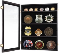 Estuche de exhibición de monedas personalizado Black Medal Challenge para colgar en la pared y caja de sombra con cerradura
