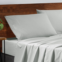 Ensemble de draps de lit 4 pièces en coton égyptien 100% de couleur unie, taille king size, drap-housse doux avec deux taies d'oreiller