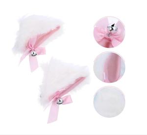 Kat Oor Haar Clip Pluche Bel Bows Haarspelden Anime Lolita Barrette Halloween Cosplay Party Decoraties Wit Zwart Roze - Product Image 2
